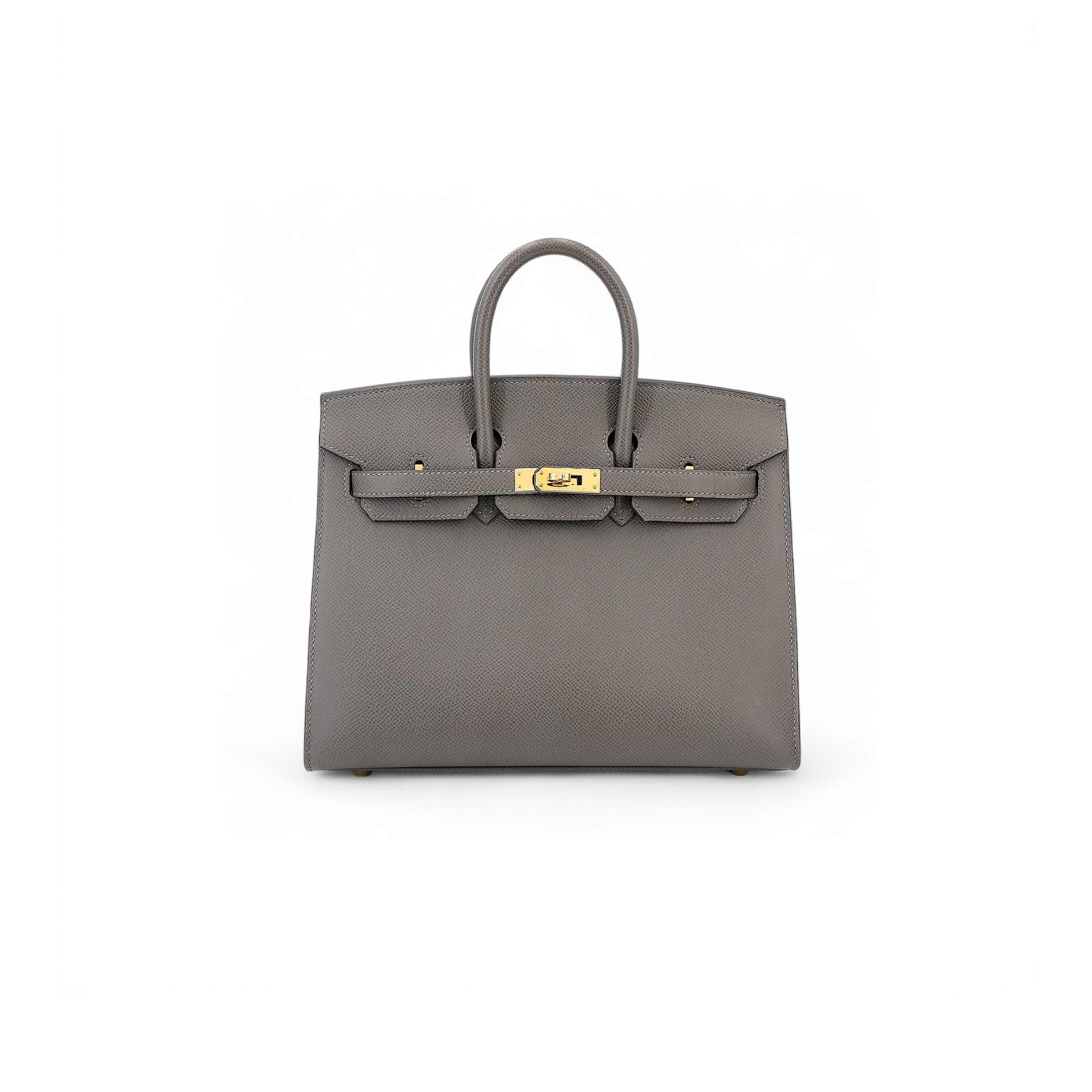 HERMES MASTER BIRKIN 25 EPSOM LEATHER PEWTER GREY GOLD BUCKLE LUXURY BAG 2935397569 (25*20*13cm)